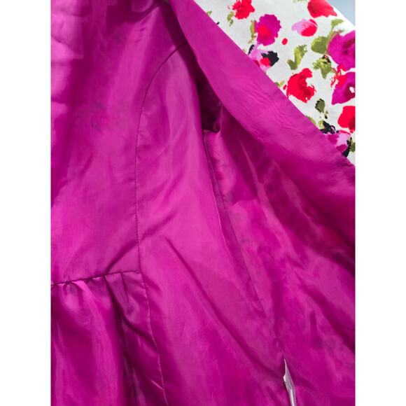 Preston & York Floral Blazer Size 8 | Pink Lined Peplum Jacket | Open Front - Picture 4 of 16